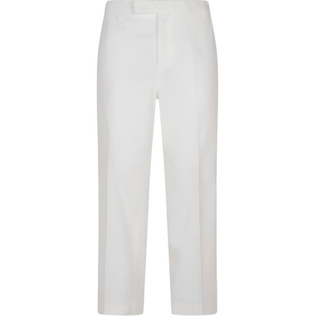 THOM BROWNE Solid Logo Zip Straight Leg Pants Men's White