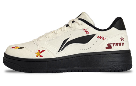 Custom SneakersLiNing Sky Trail Soft Simple Versatile Stars Cushion Lightweight Low-Top Skate Shoes Men's White Black