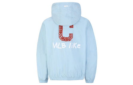 MLB Like Series Loose Graffiti Lightweight Windbreaker Jacket Unisex Sky Blue