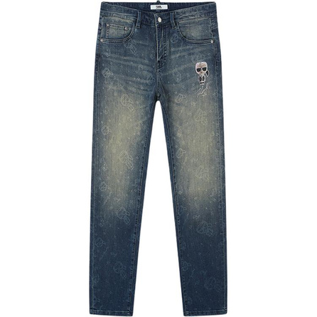 KARL LAGERFELD SS25 Cotton Slim Fit Jeans Men's Blue