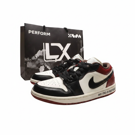 [Custom Sneakers] Jordan Air Jordan 1 Old Order Red Sandalwood American Street Trendy Classic Comfortable Versatile Non-Slip Wear-Resistant Gift Bag Low-Top Vintage Basketball Shoes Men's