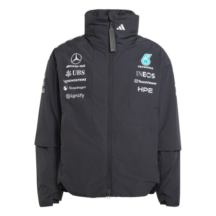 adidas MERCEDES - AMG PETRONAS FORMULA 1 TEAM JACKET Adjustable Hood Detachable Sleeve Bottom Warm Fashion Padded Jacket Men's
