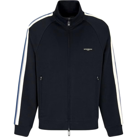 EMPORIO ARMANI Letter Print Stand Collar Zipper Long Sleeve Jacket Coat Men's Navy Blue