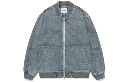 COVERNAT SS23 Letter V-Neck Denim Jacket Unisex Light Blue