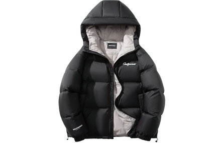 GOLFCROSS Zipper Color Block 90% White Duck Down Puffy Hooded Puffer Jacket