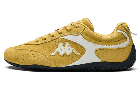 Kappa Wing Refined Thin Sole Shoes Fashion Energetic Soft Upper Genuine Leather Durable Lightweight Low-Top Racing Shoes Unisex Ceylon Yellow White