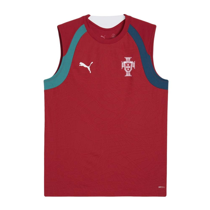 PUMA Portugal National Team Training Moisture-Wicking Slim Fit Dark Pattern Round Neck Sleeveless Football Jersey Men's