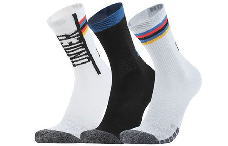 Under Armour Heat Gear Series Novelty Crew Mid Calf Socks Unisex 3 Pack Multicolor