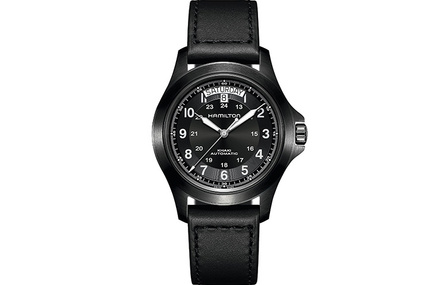 HAMILTON Khaki Field Series Automatic Mechanical Movement 80-Hour Power Reserve Traditional Durable Men's Watch Swiss Watch 40mm Black Dial Stainless Steel Case Leather Strap