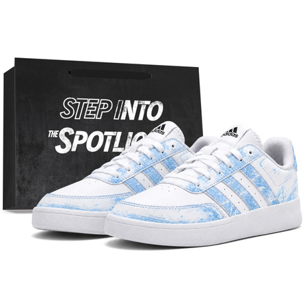 [Custom Sneakers] adidas BREAKNET 2.0 Cloud Sea Ice Trace Boyfriend Friction Sound Premium Minimalist Versatile Couple Commute Campus Hand-Painted Niche Anti-Slip Wear-Resistant Low-Top Skate Shoes Unisex Blue White