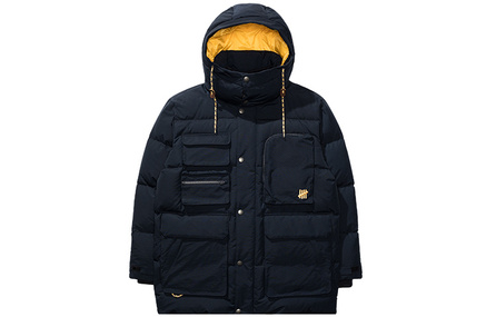 UNDEFEATED Brand Logo Print Solid Hooded Down Jacket Unisex