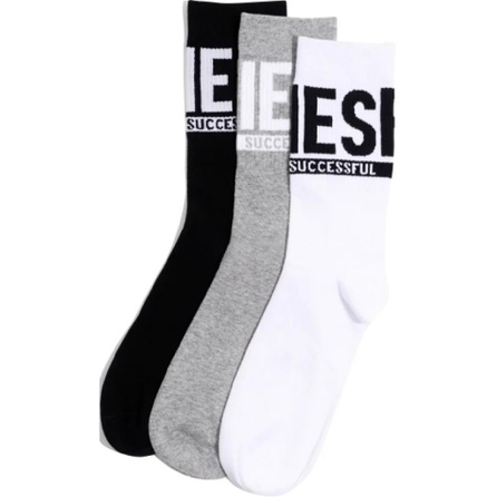 DIESEL Letter Knit Print Mid-Calf Socks Men's 3-Pack