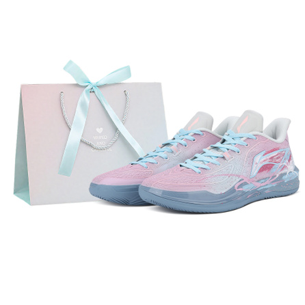 Custom SneakersLiNing Assassin 2 Neon Spider Gift Bag Colorful Gradient Campus Shock Absorption Anti-Slip Low-Top Basketball Shoes Men's Blue-Pink