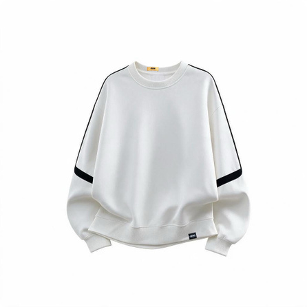 Jeep American Vintage High Street Preppy Style Student Basic Double Stripe Solid Color Casual Outdoor Sports Streetwear Commute Couple Versatile Comfortable Skin-Friendly Loose Thickened Drop Shoulder Sweatshirt Unisex