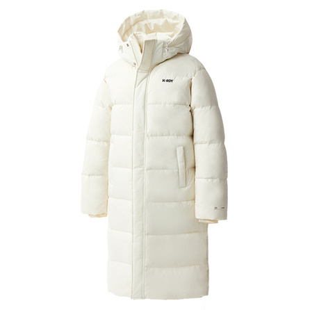 NERDY FW24 Long Solid Color Hooded Casual Comfortable Puffer Jacket Unisex Ivory