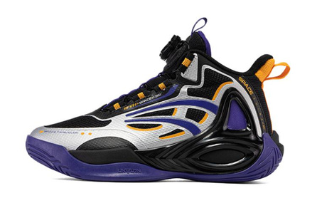 361°KIDS Fabric Comfort Simple Anti-Slip Kick-Resistant Mid-Top Kids Basketball Shoes Silver Black Purple Youth