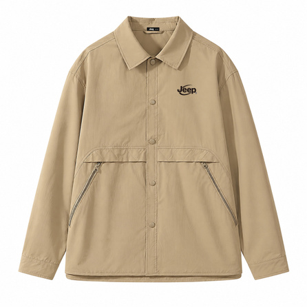 Jeep Arc Letter Lapel Minimalist Sports Comfortable Vintage Design Large Pocket Drop Shoulder Genderless American Street Workwear Jacket Unisex