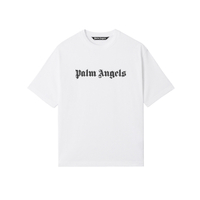 PALM ANGELS SS26 American Street Classic Logo Patch Embroidery Design Relaxed High-End Fashion Trendy Light Luxury Versatile Comfortable Short-Sleeve T-Shirt Unisex белое