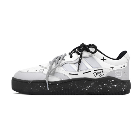 [Custom Sneakers] adidas LITE SHUFFLE Star Bear Comfortable Fit Minimalist Versatile American Retro Love Height Increasing Waterproof Low-Top Skate Shoes Men's