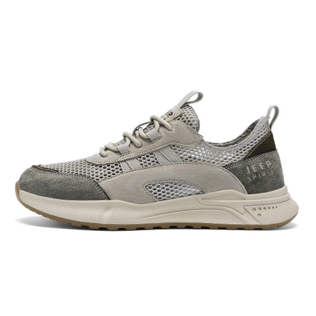 JEEP SPIRIT Outdoor Hiking Perforated Retro Niche Distressed Style Breathable Mesh Comfort Versatile Low-Top Casual Shoes Men's Starry Sand