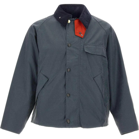 BARBOUR × Paul Smith FW25 Long Sleeve Corduroy Collar Zipper Lapel Waxed Jacket Coat Men's