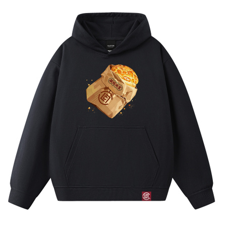 CLOT X CLOTTEE Guochao Fun Hong Kong Style Pineapple Bun Ice Room Brand Letter Drop Shoulder Loose Classic Kangaroo Large Pocket Hooded New Chinese Style Versatile Daily Casual Comfortable Relaxed Couple Sweatshirt Unisex