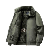 Jeep Casual Series American Retro Workwear Style Embroidered LOGO Fleece Lapel Jacket Fall Winter Windproof Warm Casual Versatile Jacket Unisex Армейский зеленый