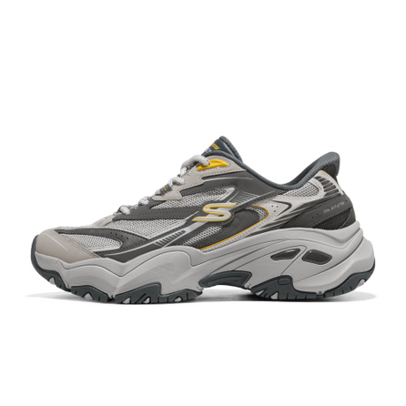Skechers D'LITES 6.0 Panda Shoes 6th Gen Lace-Up Thick Sole Comfortable Versatile Retro Fashion American Casual Mesh Soft Cushion Mist Grey Low-Top Dad Shoes Men's Grey Brown