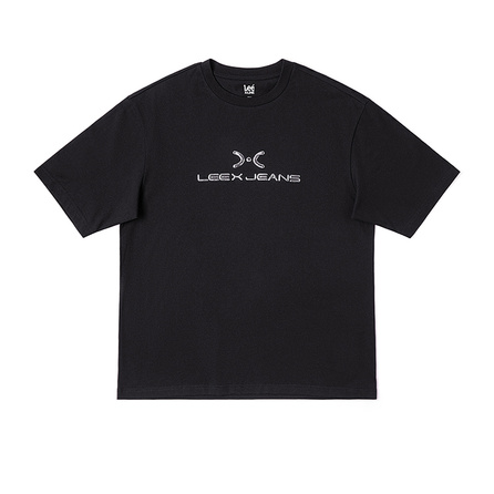 Lee SS25 Comfort Fit Round Neck Silver 3D Logo Print Short Sleeve Casual T-Shirt Unisex Black