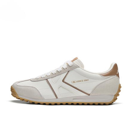 Kappa Vintage Trendy Sports Commute German Training Thin Sole Sneakers Unisex Winter White/Rust Brown