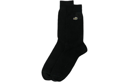 LACOSTE Logo Embroidered Knit Mid-Calf Socks Men's 1 Pair Black