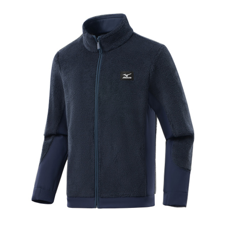 Mizuno City Commute Outdoor Travel Loose Versatile Double-Sided Fleece-Lined Cold Protection Warmth Locking Solid Color Simple Stand Collar Polar Fleece Jacket Unisex