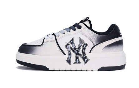 MLB Chunky Liner Custom Sneakers, Ink Wash Gradient, Trendy, Fresh, Simple, Cushioned, Wear-Resistant, Low-Top Skate Shoes Unisex Black/White