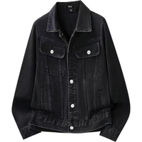 SESAME STREET American Autumn CLEANFIT Retro Washed Distressed Lapel Loose Casual Couple Versatile Fashion Daily Commute Trendy Outdoor Denim Jacket Men's черное