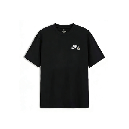 [Custom Apparel] Nike Sportswear Logo Letter Hand Embroidery Minimalist Black Daisy Series Fresh Solid Color Straight Campus Sports Basketball T-Shirt Unisex