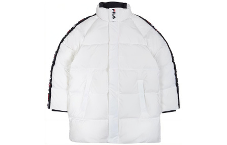 FILA Solid Color Stand Collar Side Logo Warm Down Jacket Unisex White