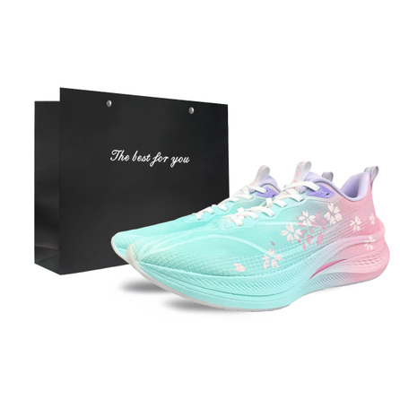 Custom Li-Ning Chitu 7 Pro Eight Stone Made Gradient Sakura Romantic Sakura Happy Lively Graffiti Carefree Line Cushioning Anti-Slip Lightweight Low-Top Casual Running Shoes Men's Pink Green