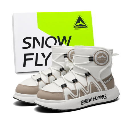 SNOW FLYING Winter Boots Series Retro Fashion Height-Increasing 3.5cm Trendy Versatile Commute Fleece-Lined Windproof Cold-Resistant Warmth-Locking Heater Cotton Shoes Short-Cut Snow Boots Unisex