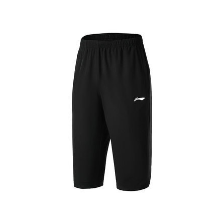 LiNing Comfortable Simple Solid Color Breathable Straight Loose Casual Shorts Unisex Black