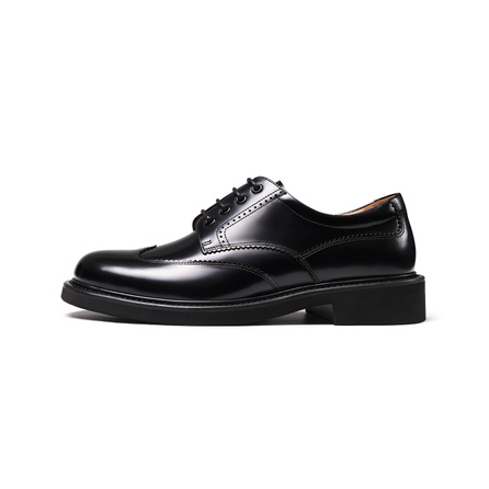 Truffaut Italian High-Shine Derby Shoes Full-Grain Leather British Style Business Thick Sole Lightweight Casual Shoes Men's Black