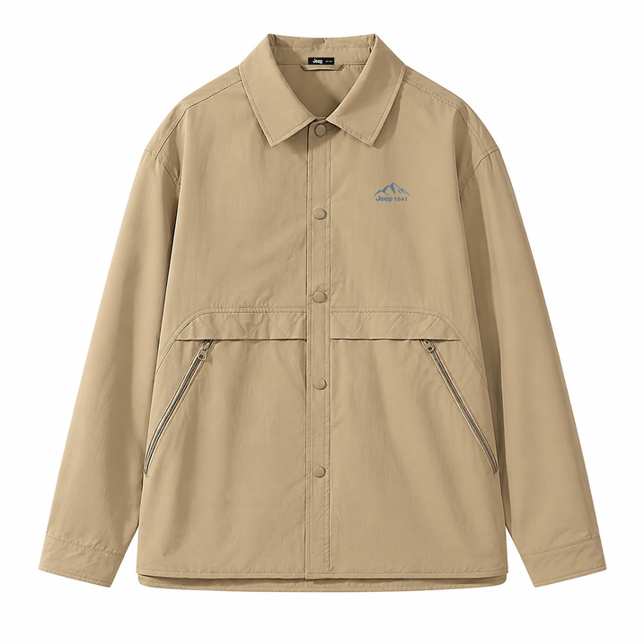 Jeep Casual Series Mountain Peak Lapel Simple Casual Sports Comfortable Versatile Vintage Design Sense Large Pocket Drop Shoulder Genderless American Street Workwear Jacket Unisex