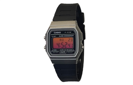 [Custom Watch] CASIO Modification Series Orange Pink Crystal Retro Square Watch F-91WM-1B Modification 'Sunset Autumn Water' Quartz Movement Resin Strap Japanese Korean Watch Unisex Black Dial