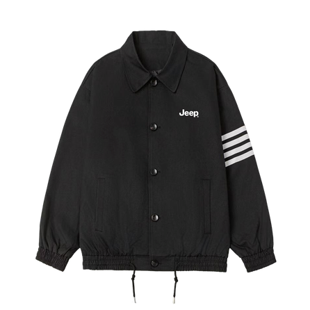 Jeep American Retro High Street Spliced Side Stripe Design Light Business Logo Print Spring Autumn Basic Style Loose Comfortable Trendy Fashion Daily Commute Outdoor Casual Sports Hiking Warm Versatile Couple Jacket Unisex