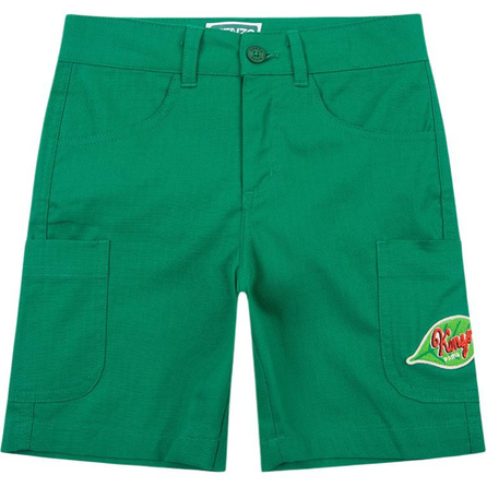 KENZO FW24 Solid Color Logo Print Shorts Kids Green