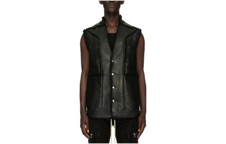 RICK OWENS SS23 Solid V-Neck Fitted Sleeveless Vest Men's Black