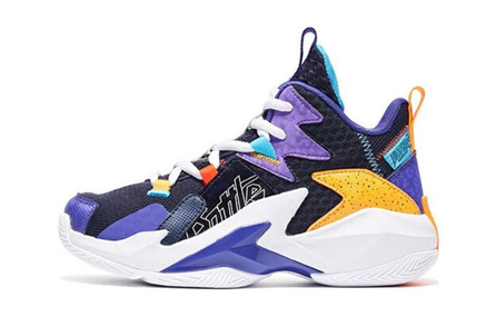 Jordan Anti-Slip Cushioning Wear-Resistant Mid-Top Children's Basketball Shoes Black Purple