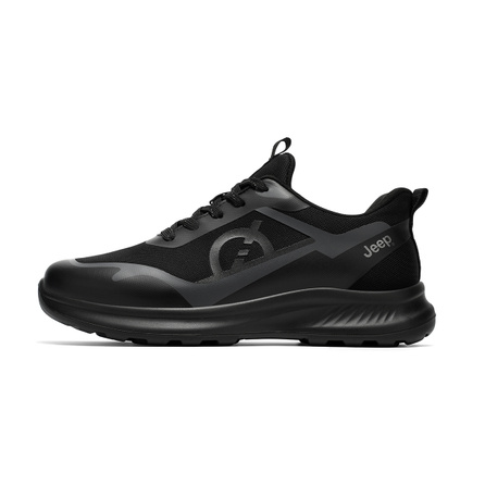 Jeep Black Warrior Vintage Outdoor Casual Sports Hiking Breathable Mesh Thick Sole Rebound Comfortable Wear-Resistant Grip High-Appeal Versatile Low-Top Hiking Shoes Men's