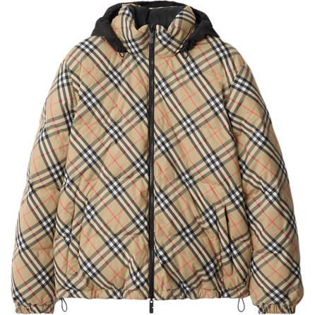 Burberry FW25 All-Over Print Long Sleeve Hooded Down Jacket Men's