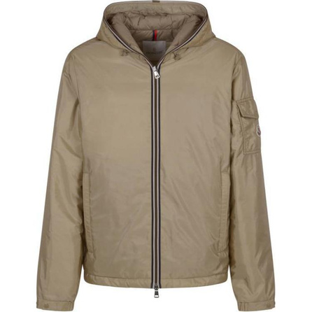 Moncler Solid Hooded Zip-Up Jacket Men's Brown