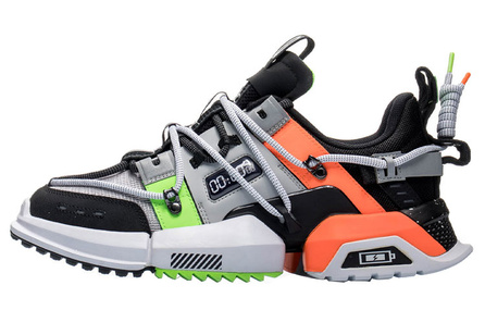 LiNing Pangu Breathable Comfort Slip-Resistant Wear-Resistant Balanced Low-Top Dad Shoes Men's Black Grey
